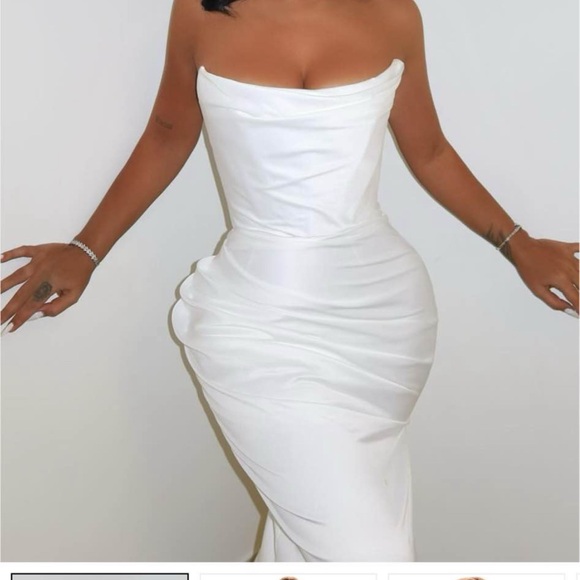 Fashion Nova Dresses & Skirts - White corset satin wedding/ evening dress